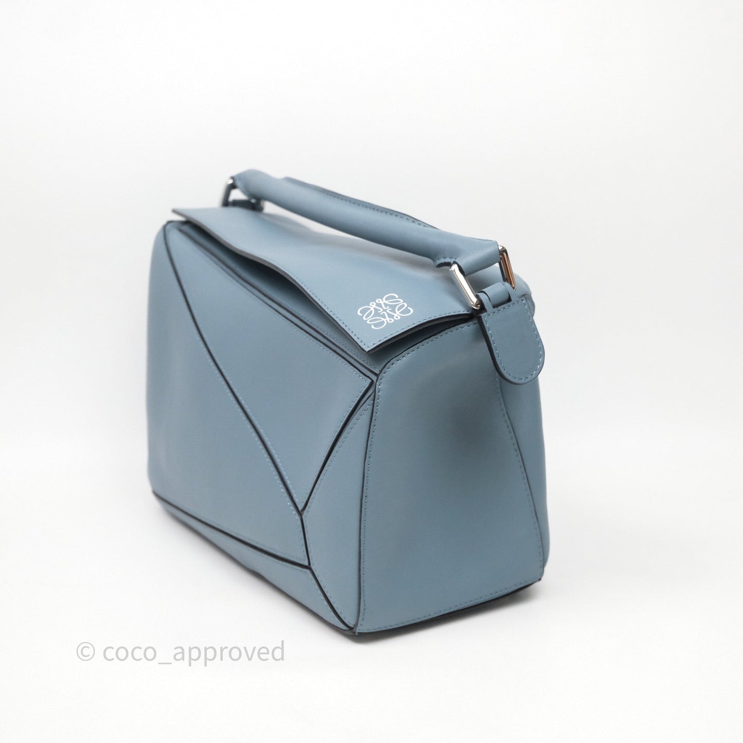 Loewe Medium Puzzle Bag Stone Calfskin Silver Hardware