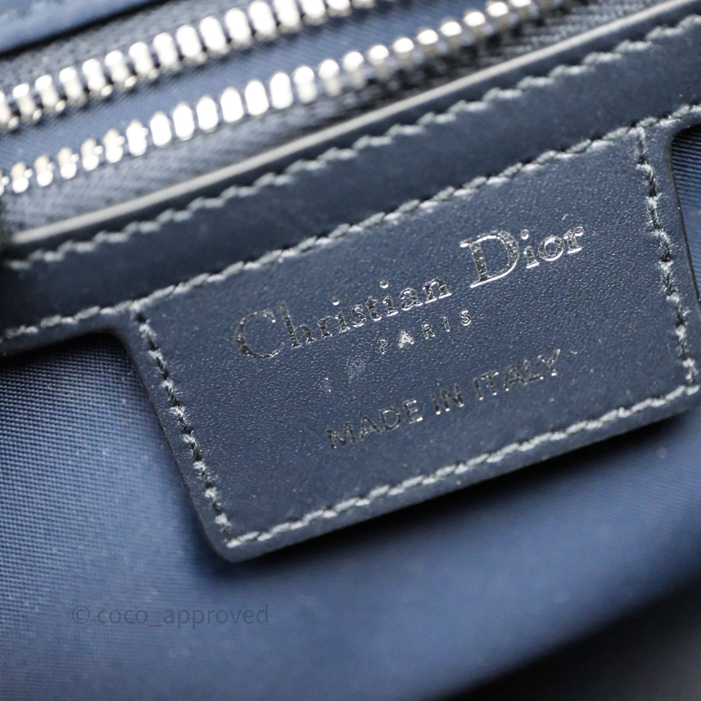 Christian Dior Messenger Bag in Blue Smooth Calfskin and Beige/ Black Dior Oblique Jacquard