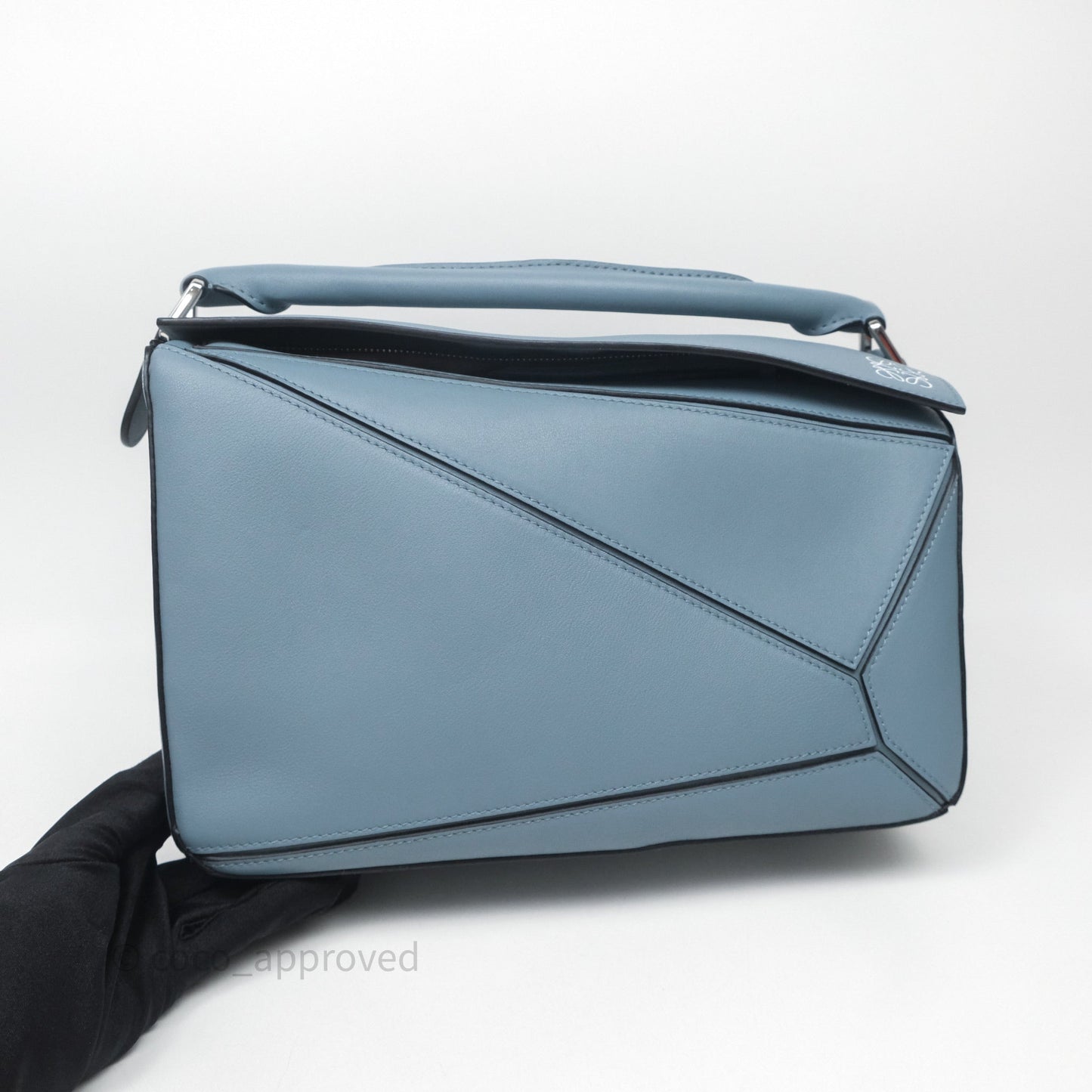 Loewe Medium Puzzle Bag Stone Calfskin Silver Hardware