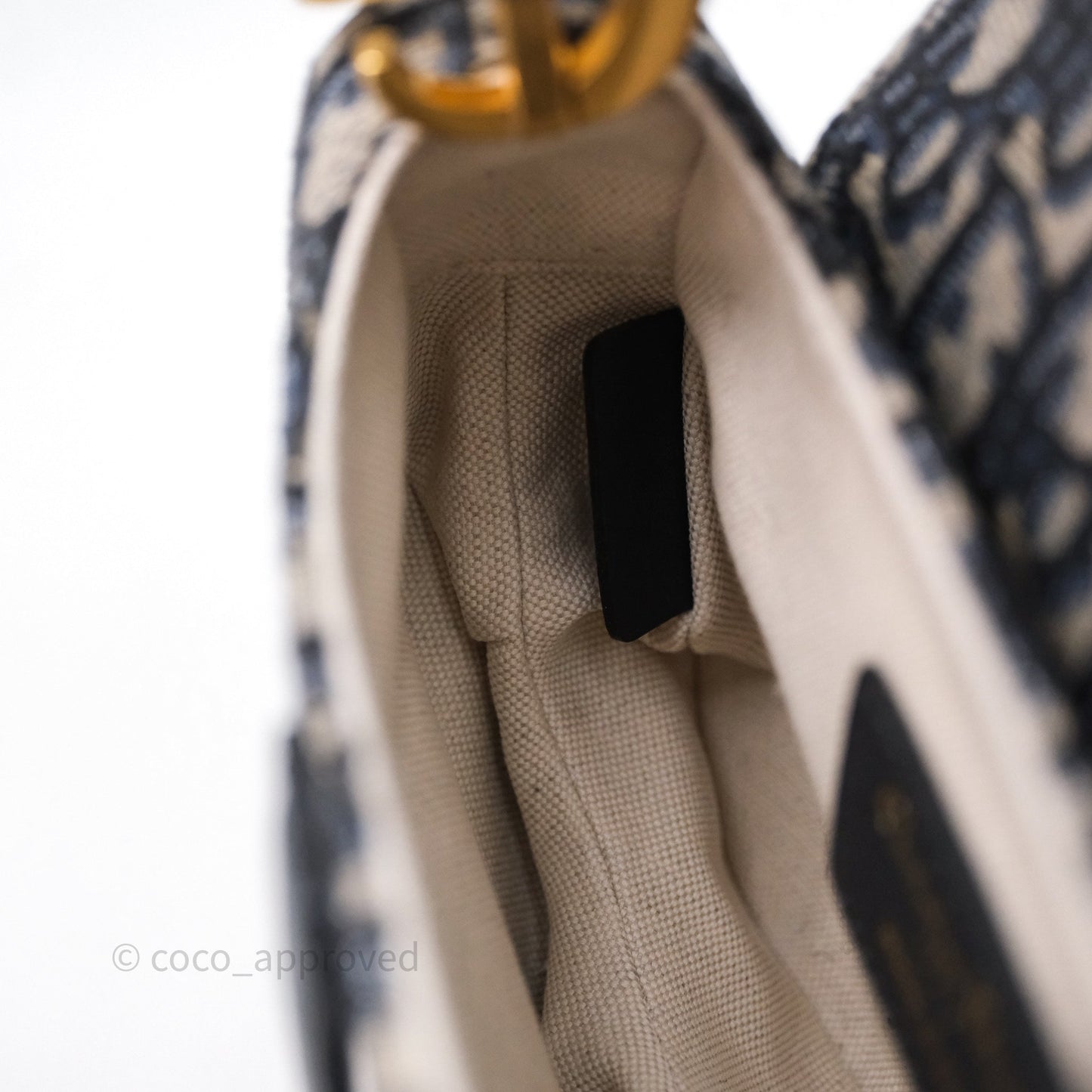 Christian Dior Mini Saddle Bag Blue Oblique Jacquard Gold Hardware