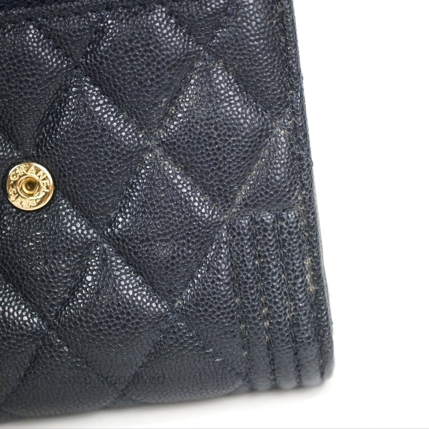 Chanel Boy Short Flap Wallet Navy Caviar Gold Hardware