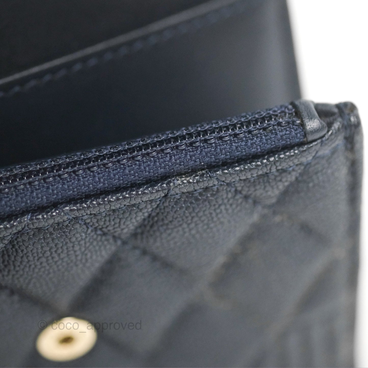 Chanel Boy Short Flap Wallet Navy Caviar Gold Hardware