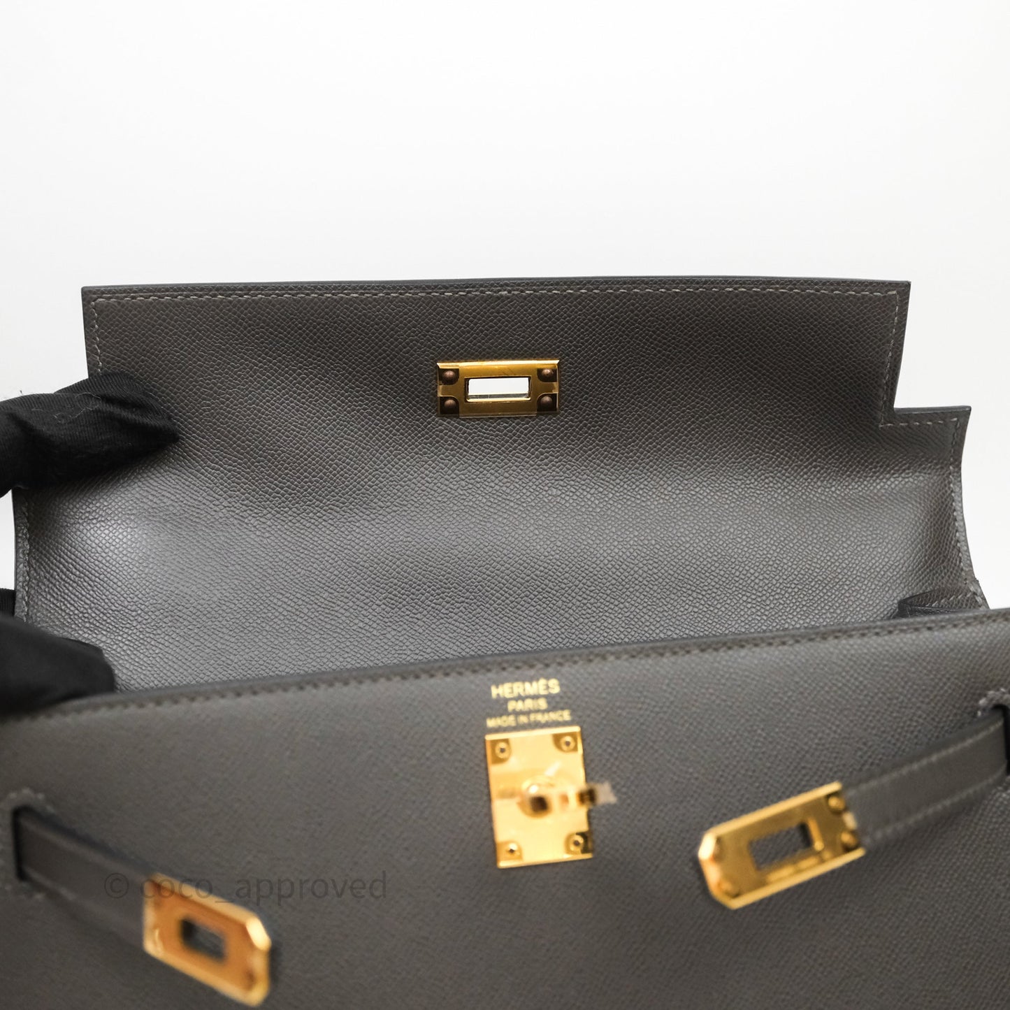 Hermes Kelly 25 Graphite Madame Gold Hardware