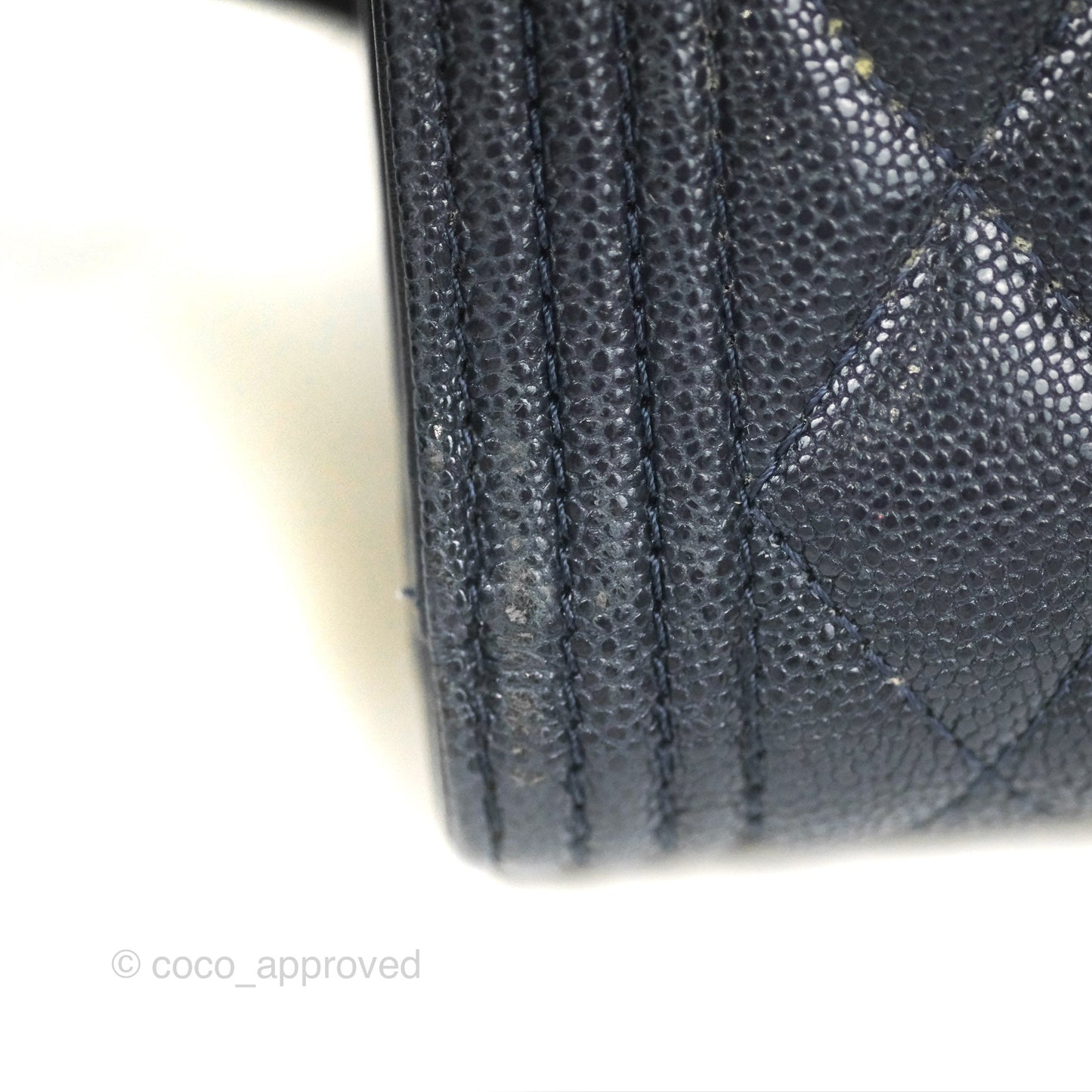 Chanel Boy Short Flap Wallet Navy Caviar Gold Hardware
