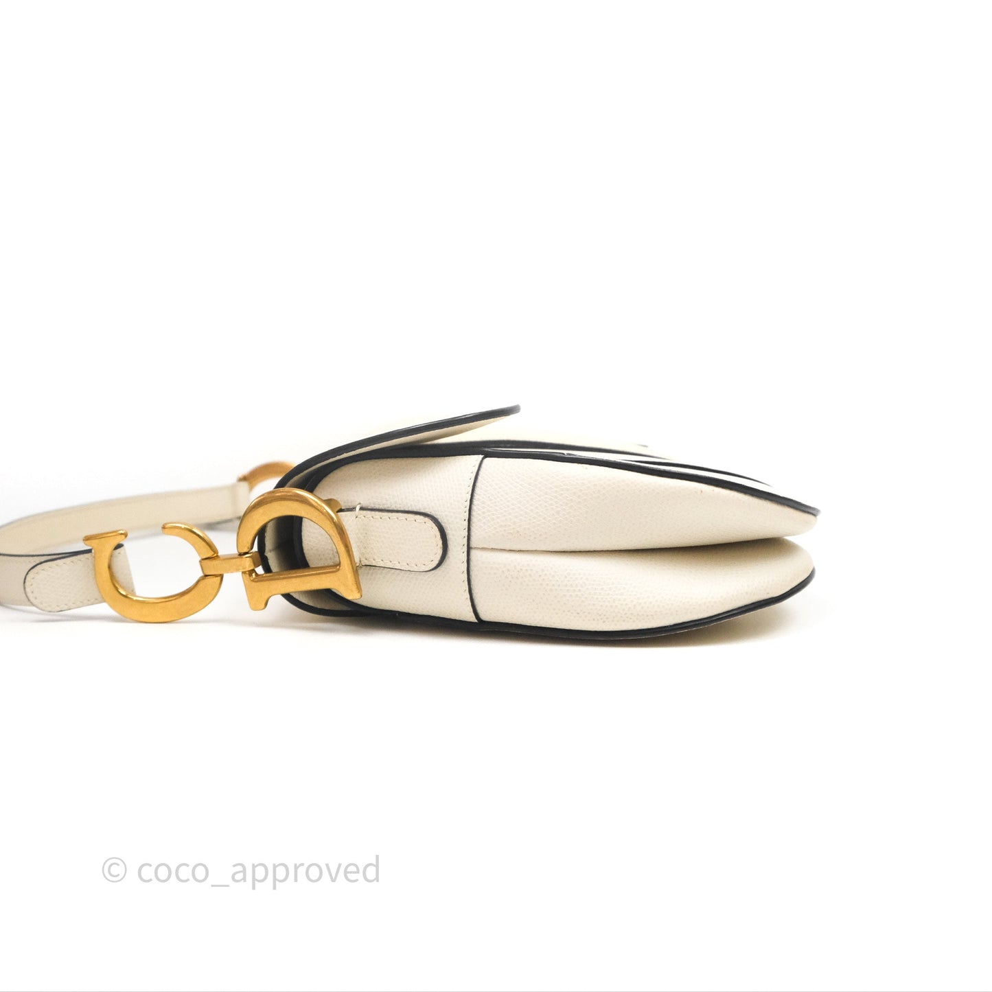 Christian Dior Saddle Bag White Grained Calfskin Gold Hardware