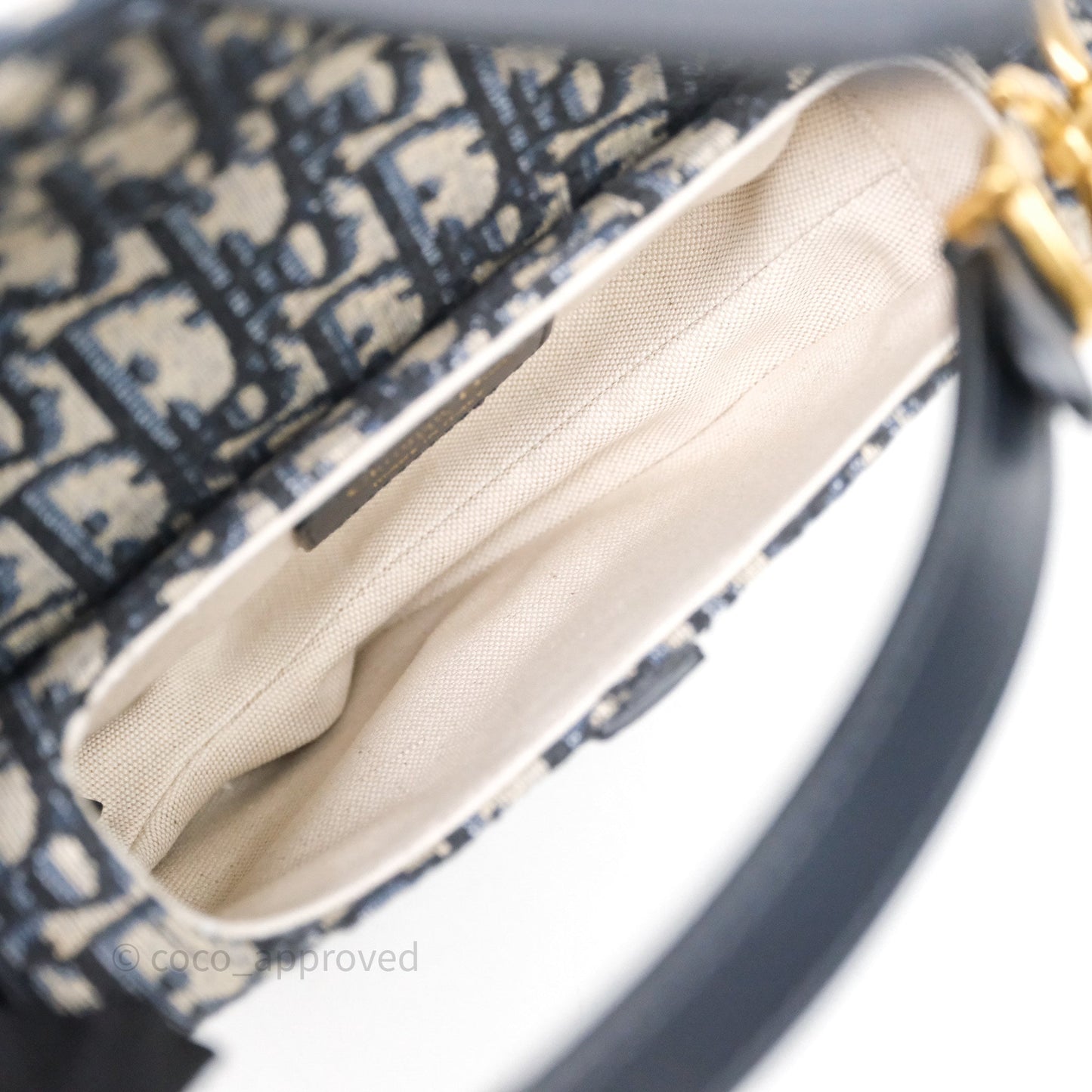 Christian Dior Mini Saddle Bag Blue Oblique Jacquard Gold Hardware