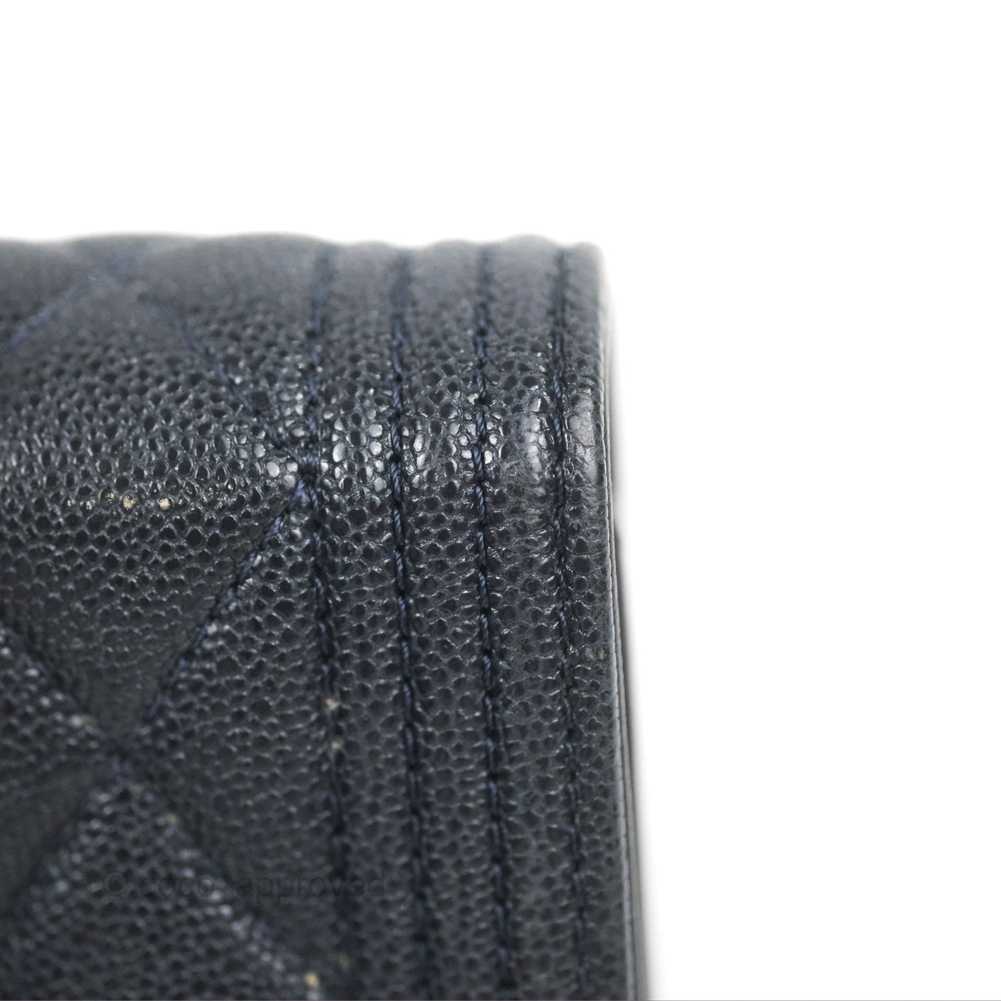 Chanel Boy Short Flap Wallet Navy Caviar Gold Hardware