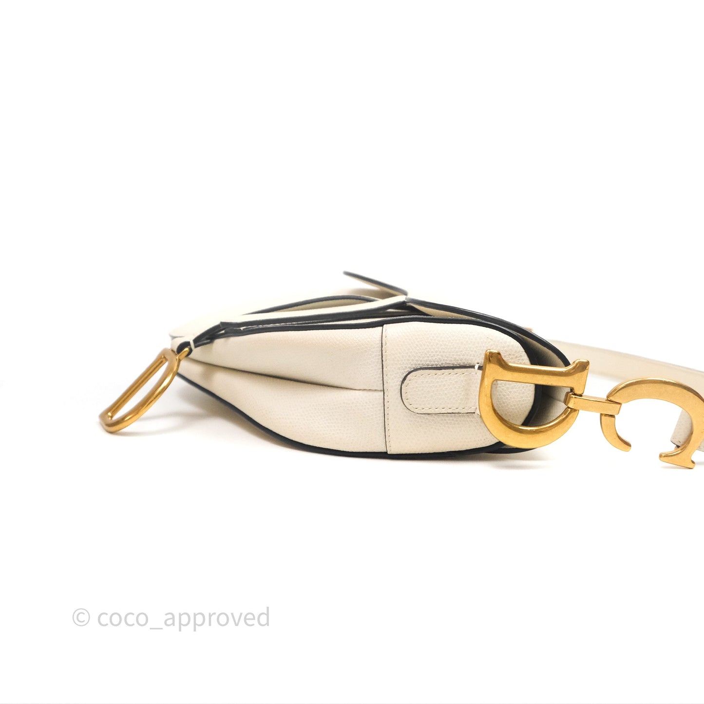 Christian Dior Saddle Bag White Grained Calfskin Gold Hardware