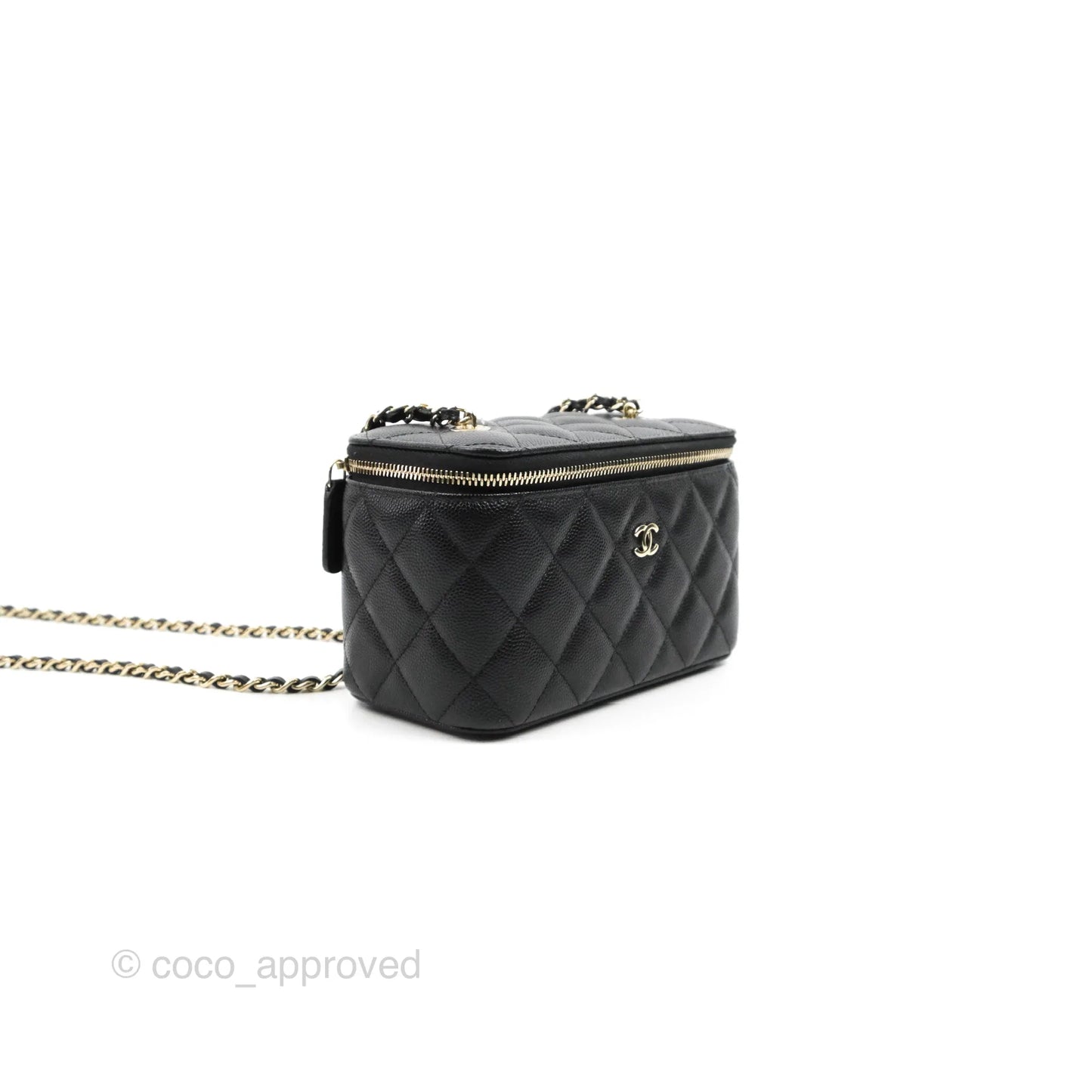 Chanel Classic Vanity with Chain Black Caviar Gold Hardware