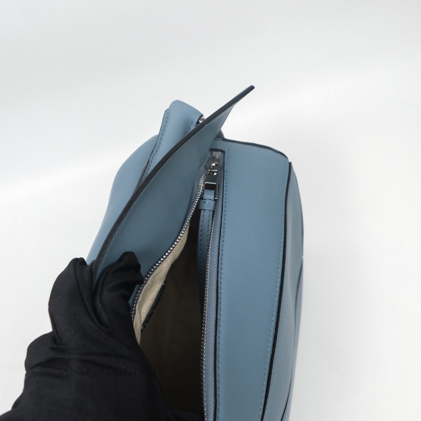 Loewe Medium Puzzle Bag Stone Calfskin Silver Hardware