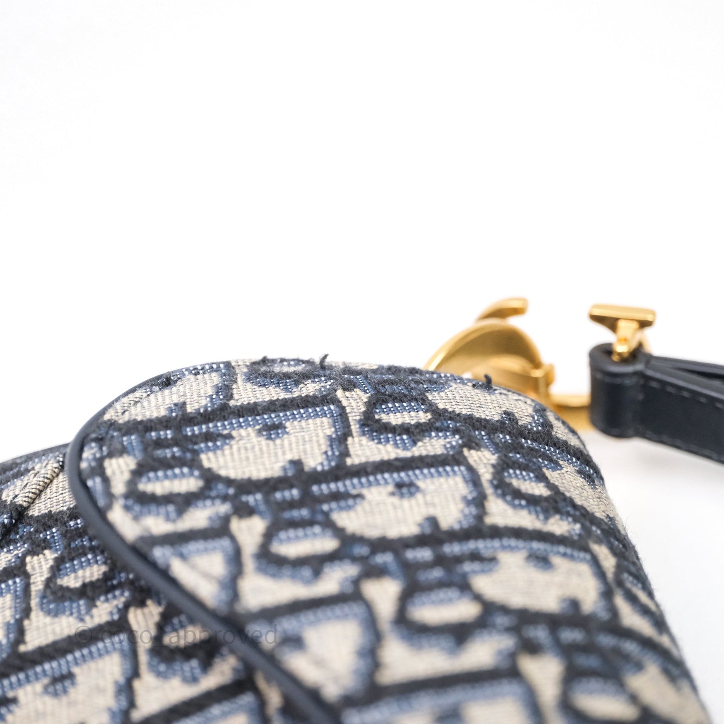 Christian Dior Mini Saddle Bag Blue Oblique Jacquard Gold Hardware