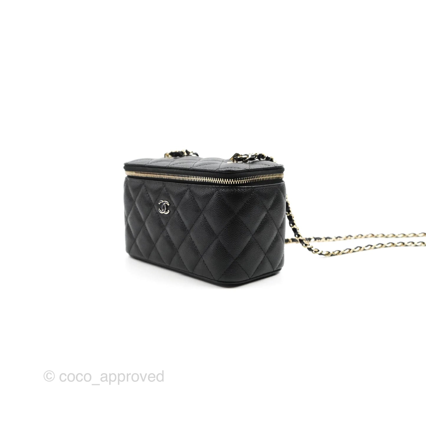 Chanel Classic Vanity with Chain Black Caviar Gold Hardware