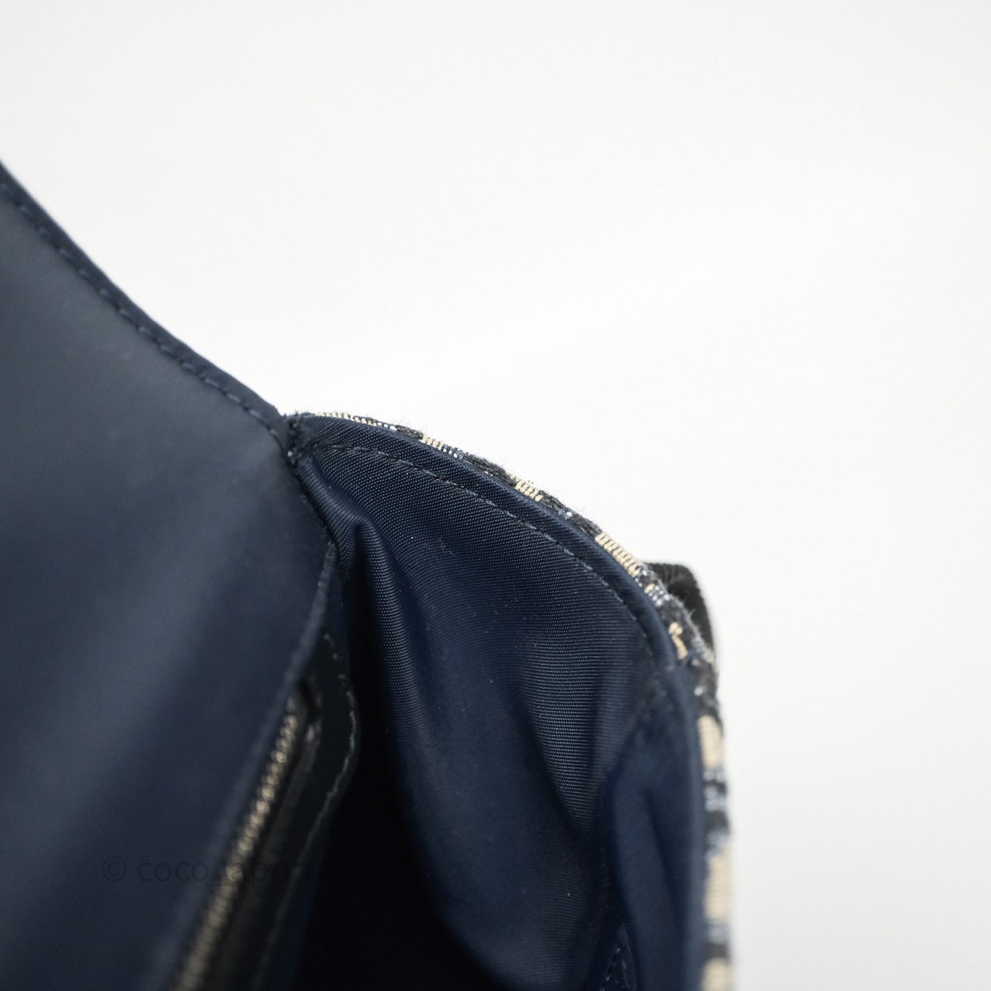 Christian Dior Messenger Bag in Blue Smooth Calfskin and Beige/ Black Dior Oblique Jacquard