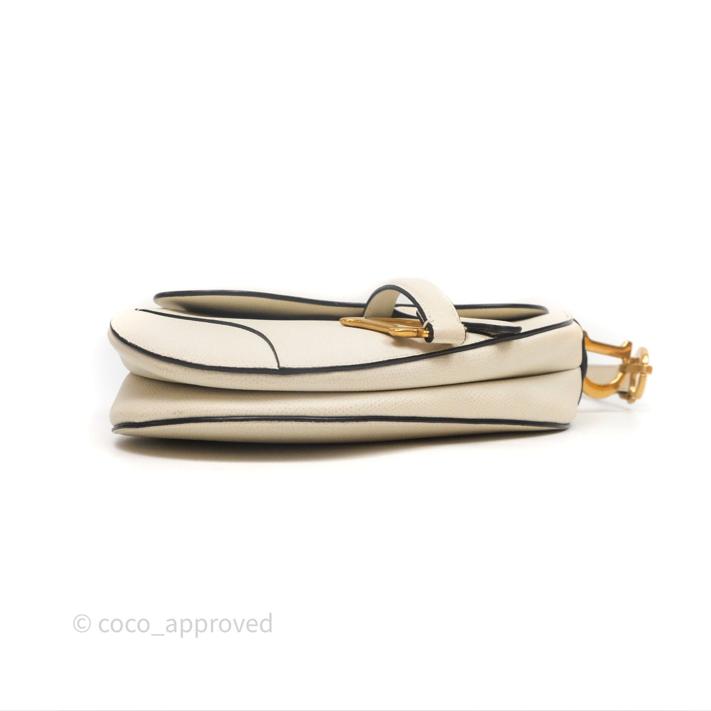 Christian Dior Saddle Bag White Grained Calfskin Gold Hardware