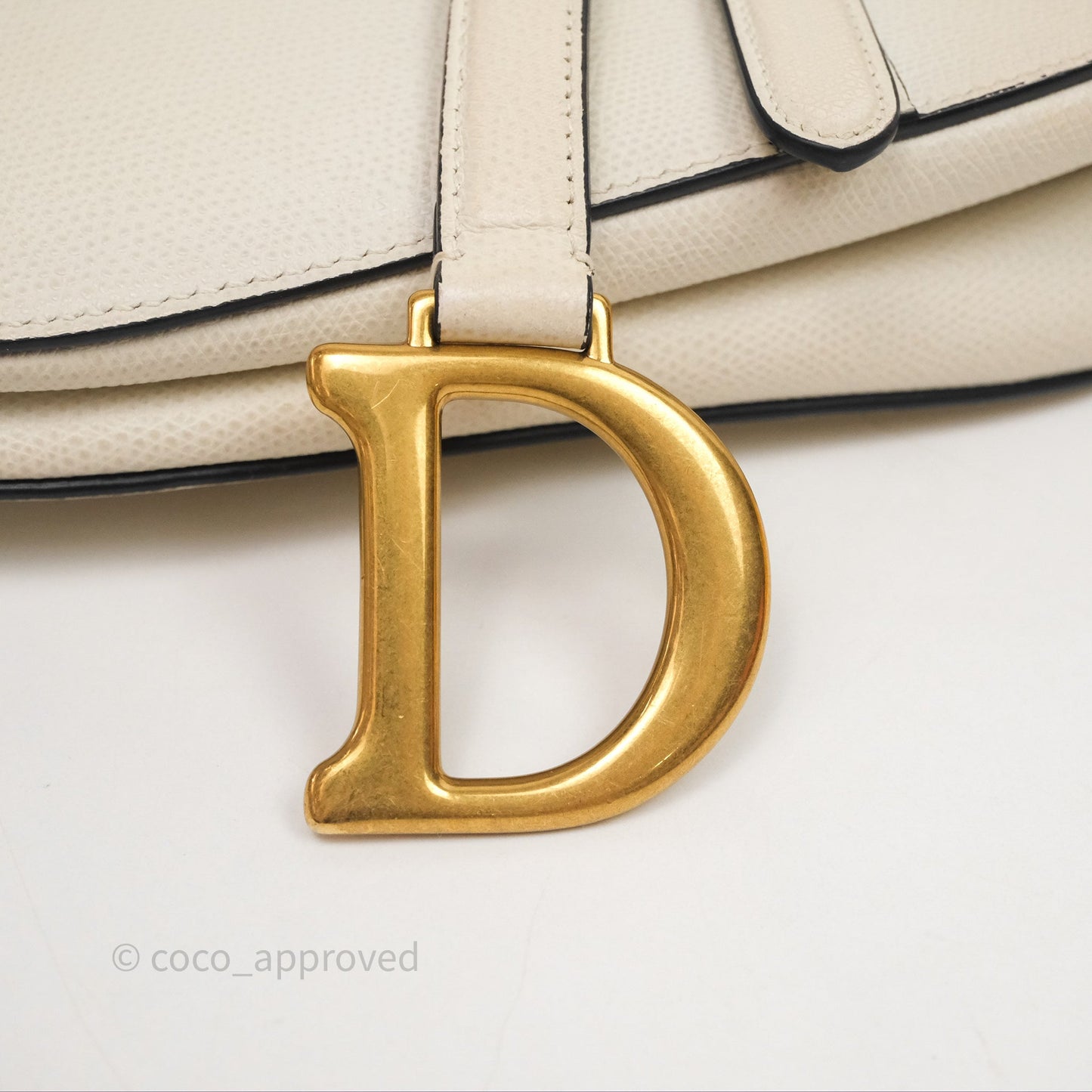 Christian Dior Saddle Bag White Grained Calfskin Gold Hardware