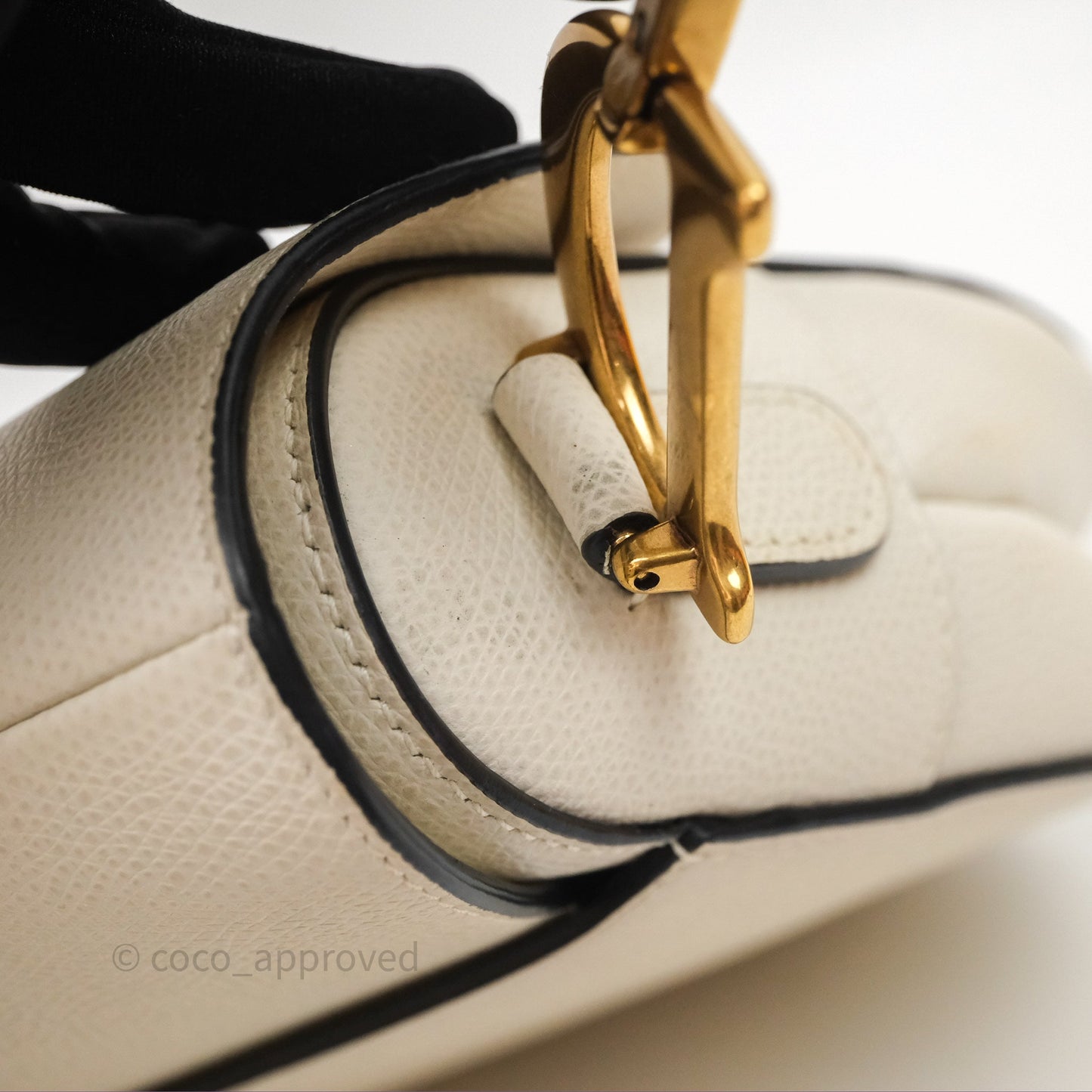 Christian Dior Saddle Bag White Grained Calfskin Gold Hardware