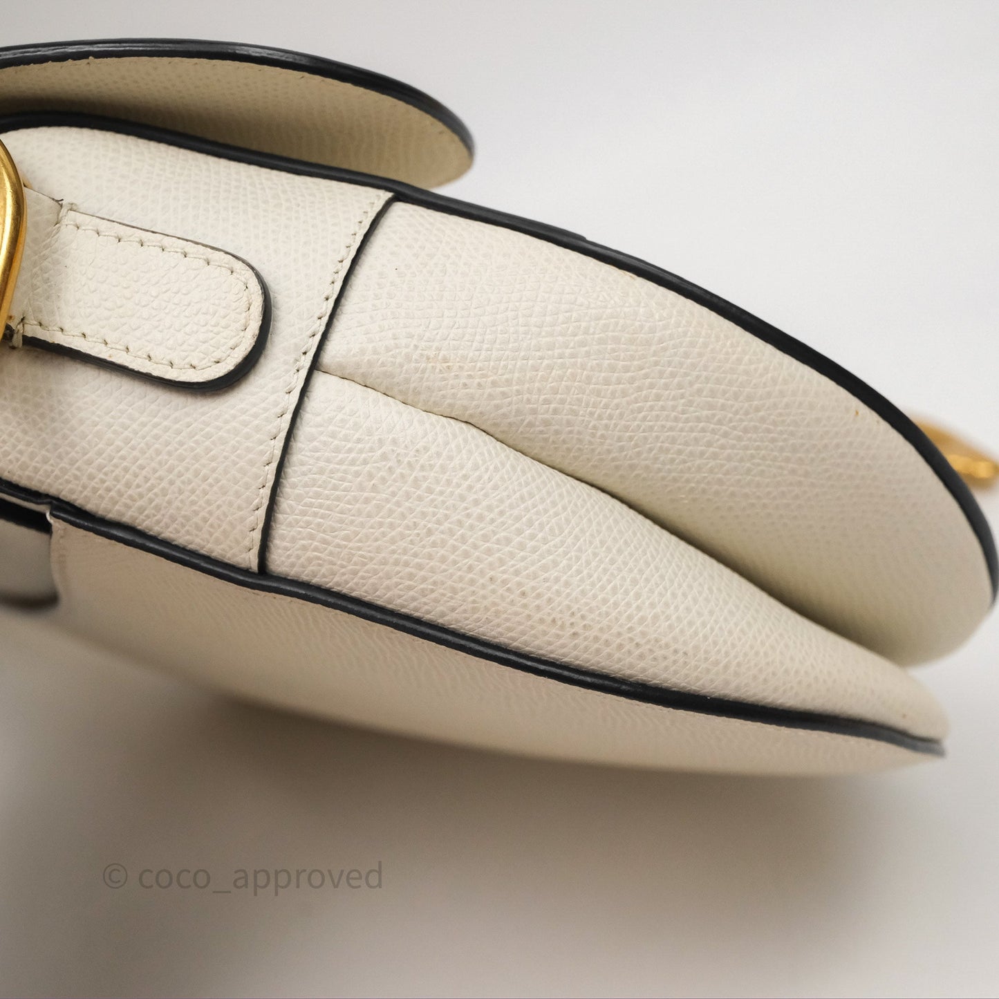 Christian Dior Saddle Bag White Grained Calfskin Gold Hardware