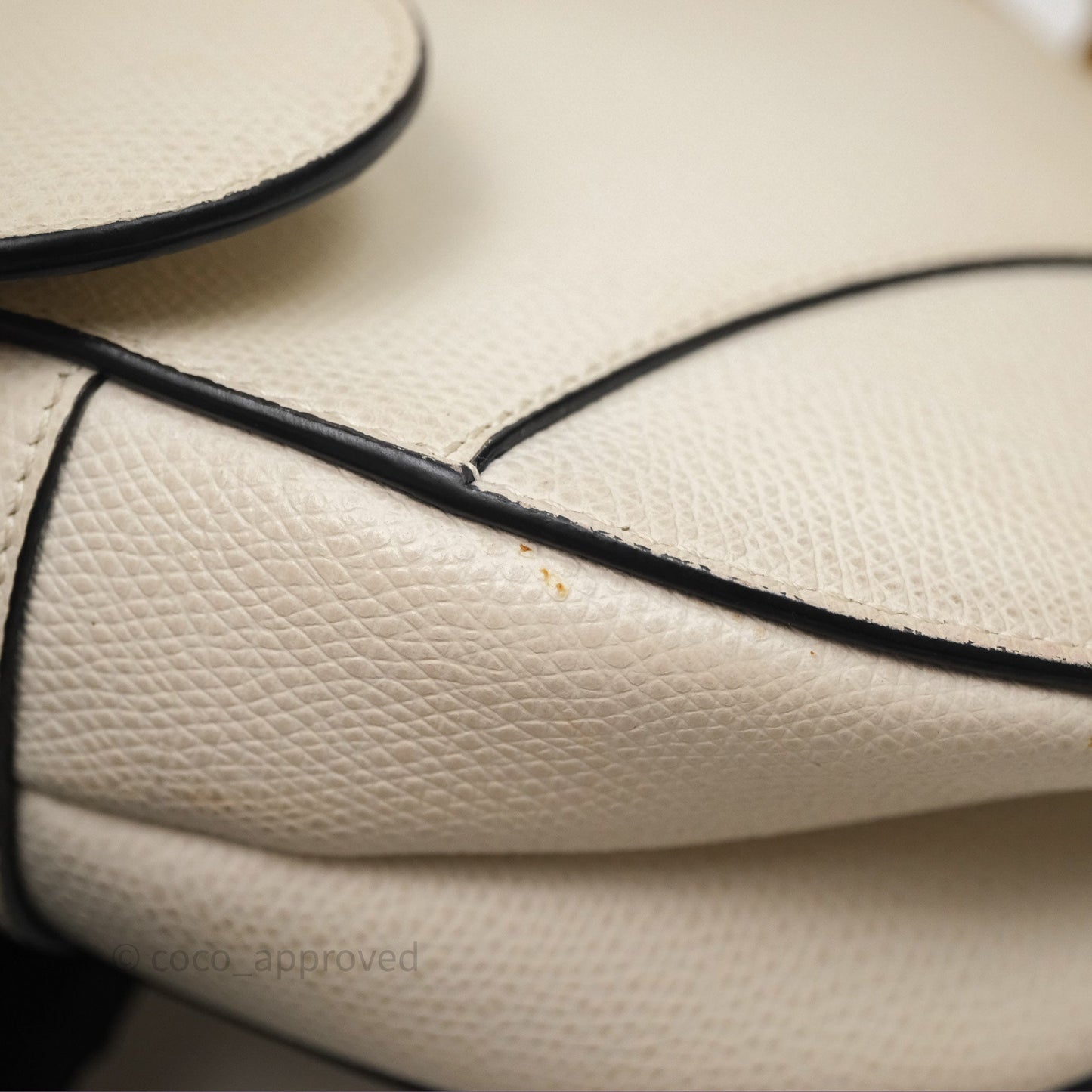 Christian Dior Saddle Bag White Grained Calfskin Gold Hardware
