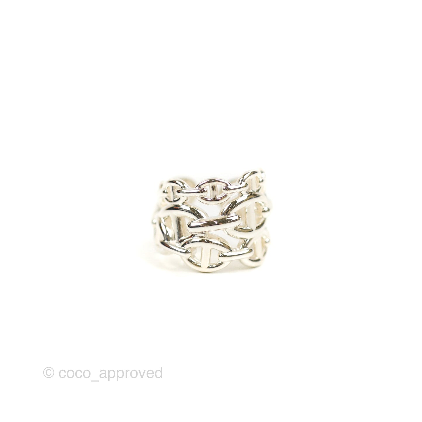 Hermès Chaine d'ancre Enchainee Ring Large Model Silver 925 Size 53