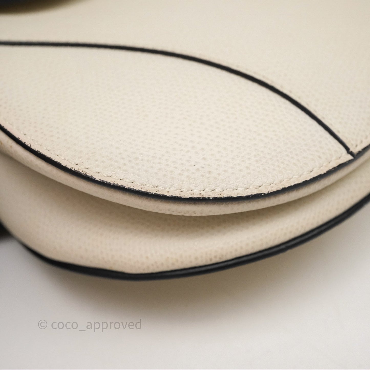 Christian Dior Saddle Bag White Grained Calfskin Gold Hardware
