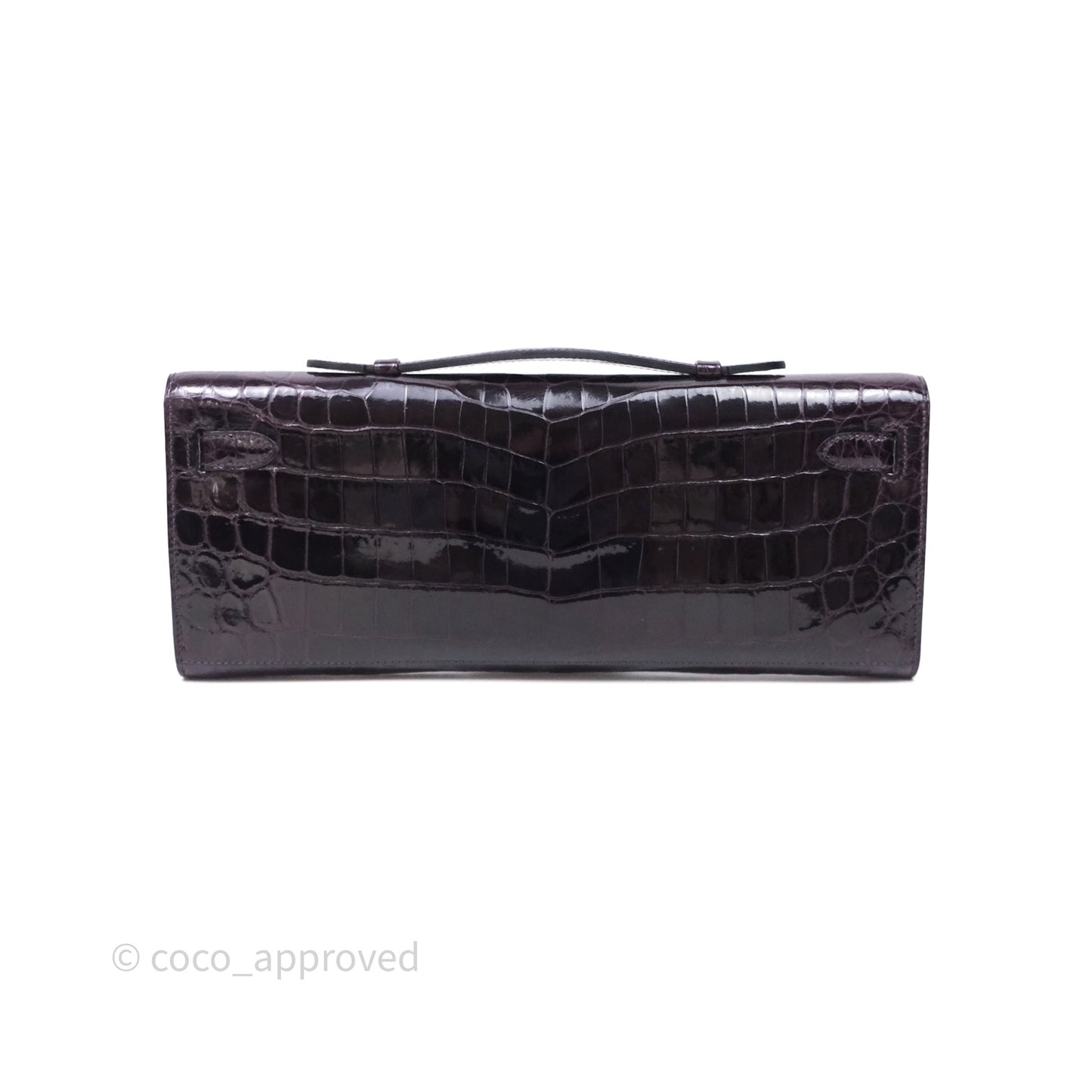 Hermes Kelly Cut Aubergine Shiny Niloticus Crocodile Palladium Hardware