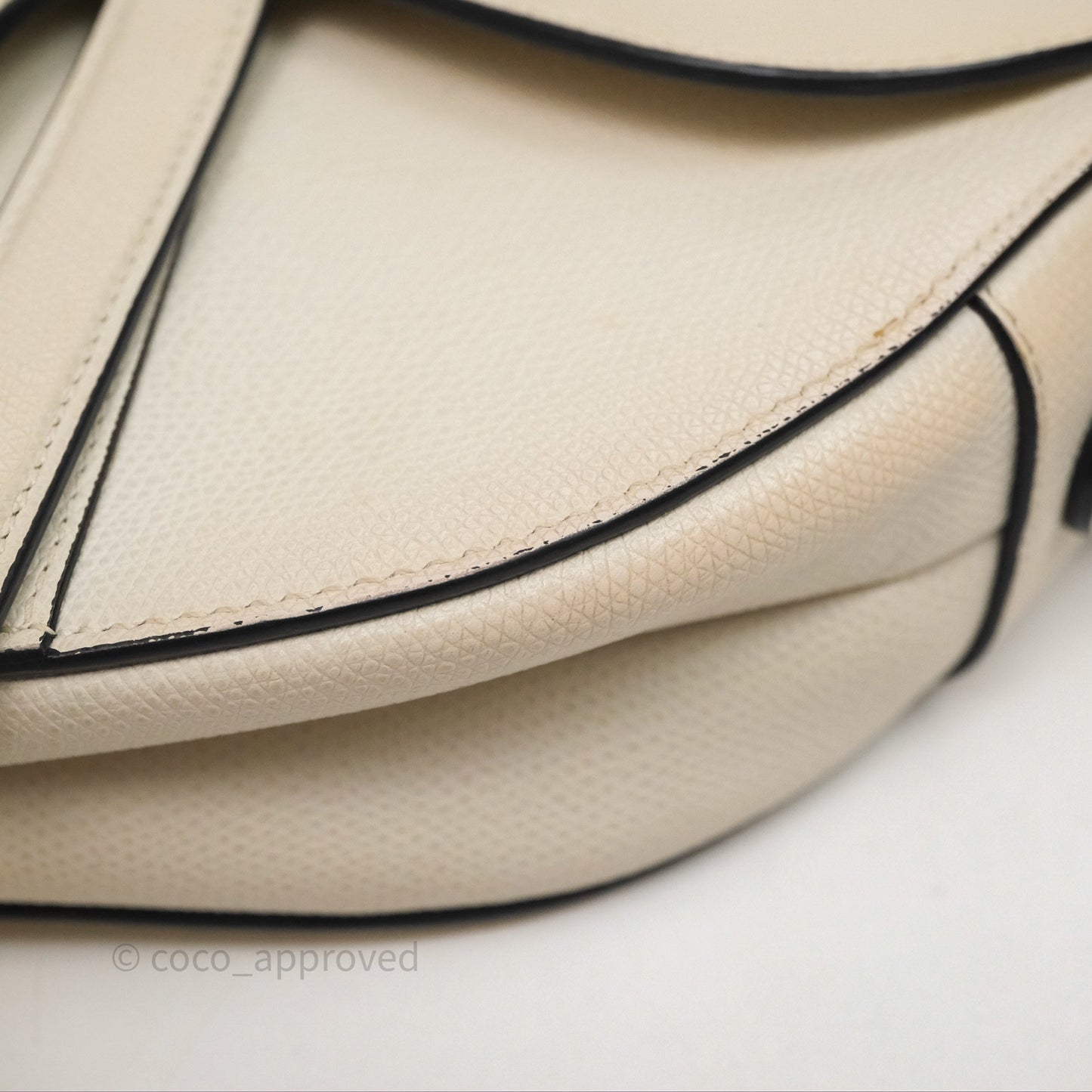 Christian Dior Saddle Bag White Grained Calfskin Gold Hardware