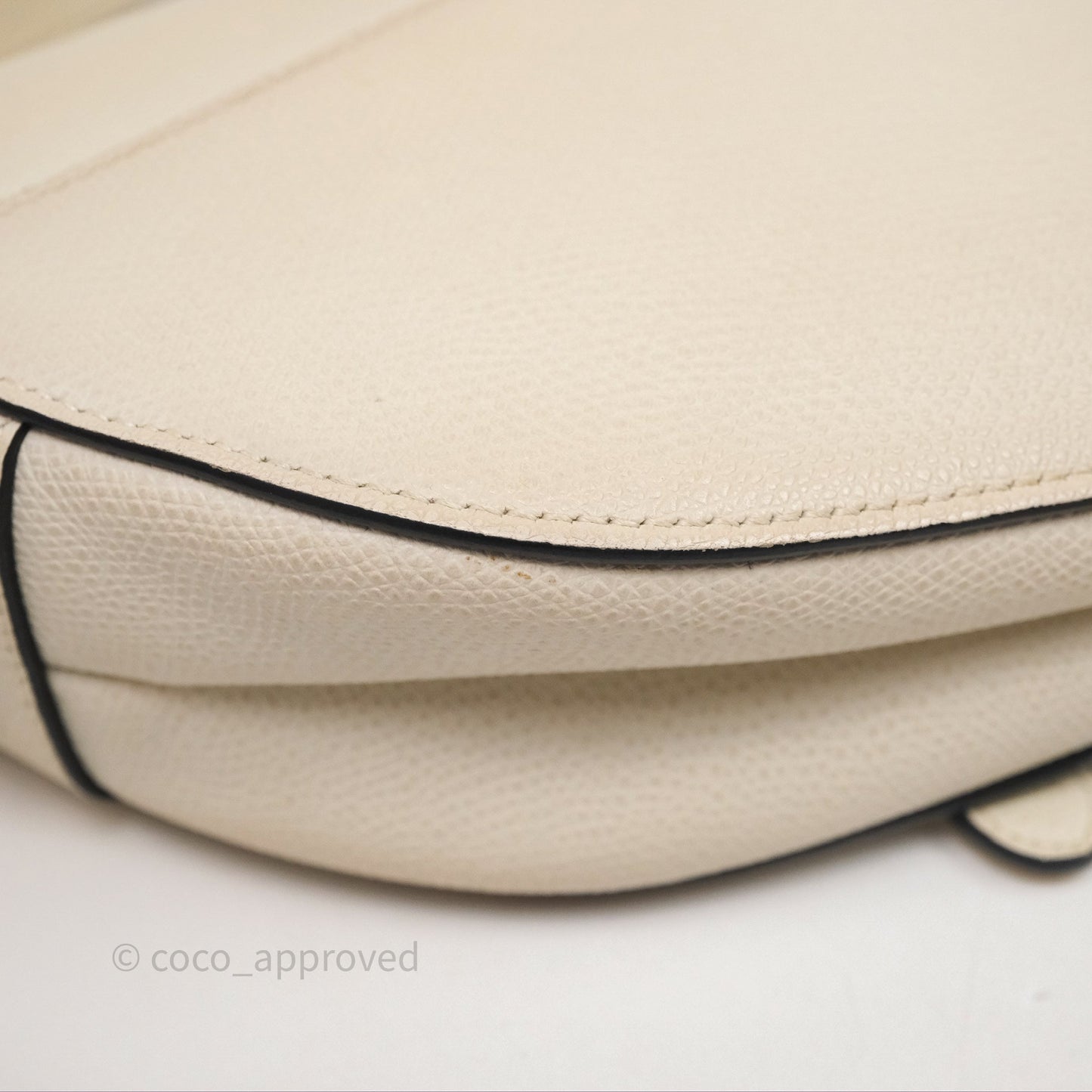 Christian Dior Saddle Bag White Grained Calfskin Gold Hardware