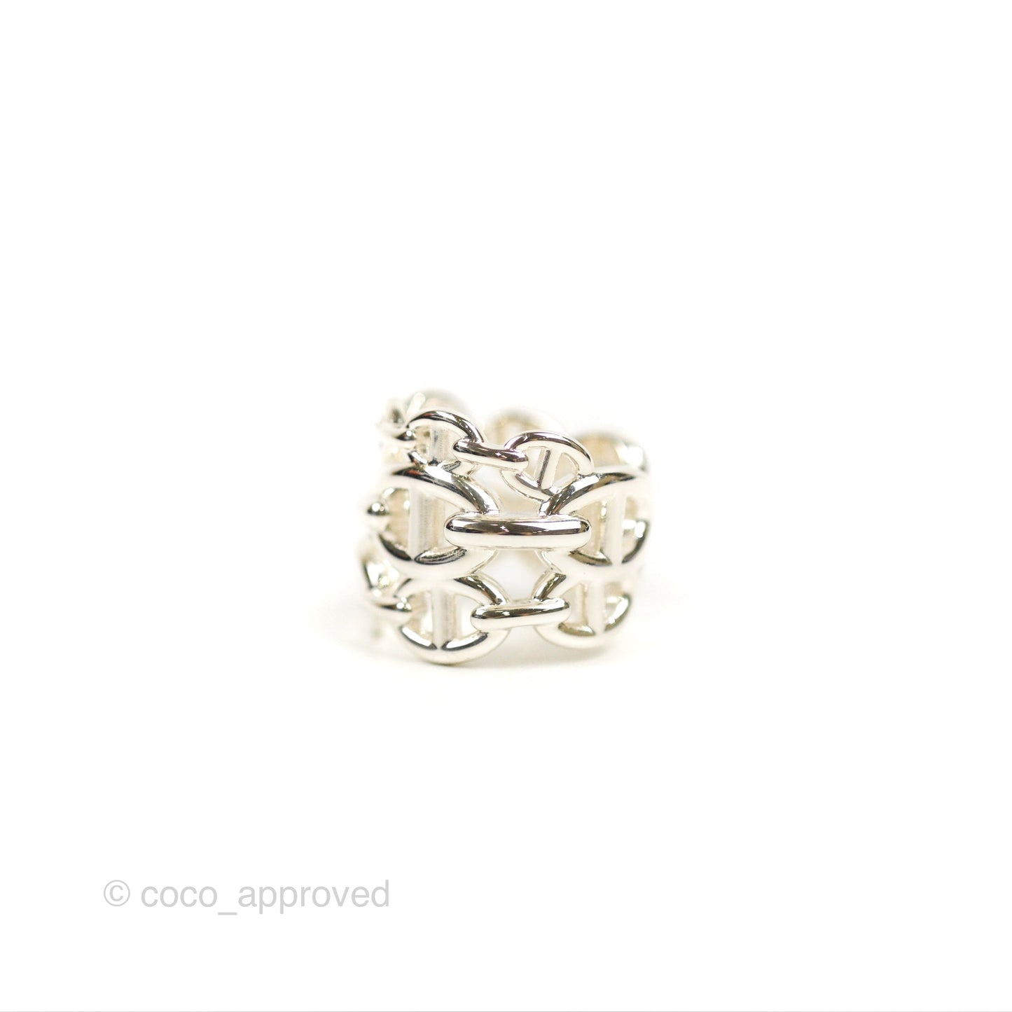 Hermès Chaine d'ancre Enchainee Ring Large Model Silver 925 Size 53