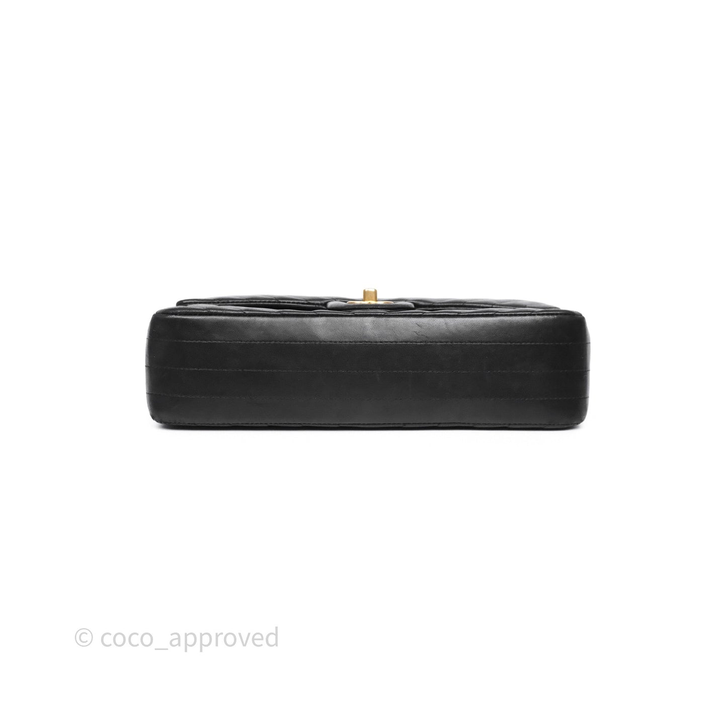 Chanel Classic Medium Flap Chevron Black Lambskin Aged Gold Hardware