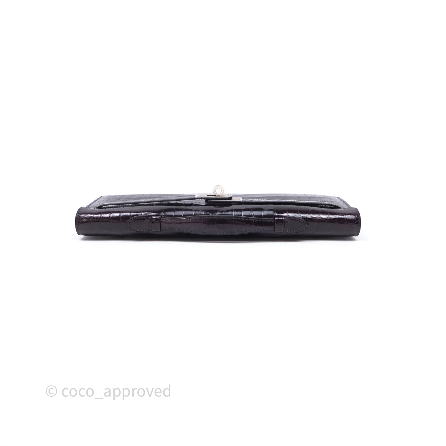 Hermes Kelly Cut Aubergine Shiny Niloticus Crocodile Palladium Hardware