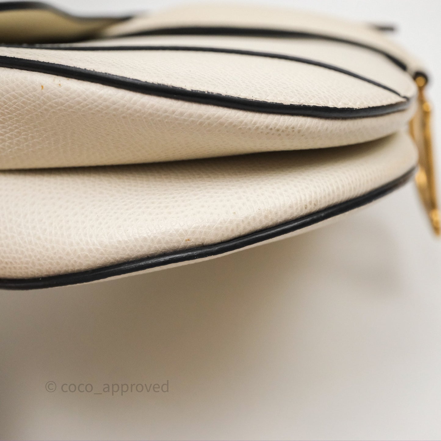 Christian Dior Saddle Bag White Grained Calfskin Gold Hardware