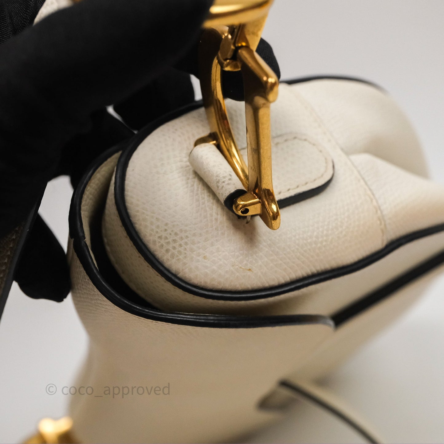 Christian Dior Saddle Bag White Grained Calfskin Gold Hardware
