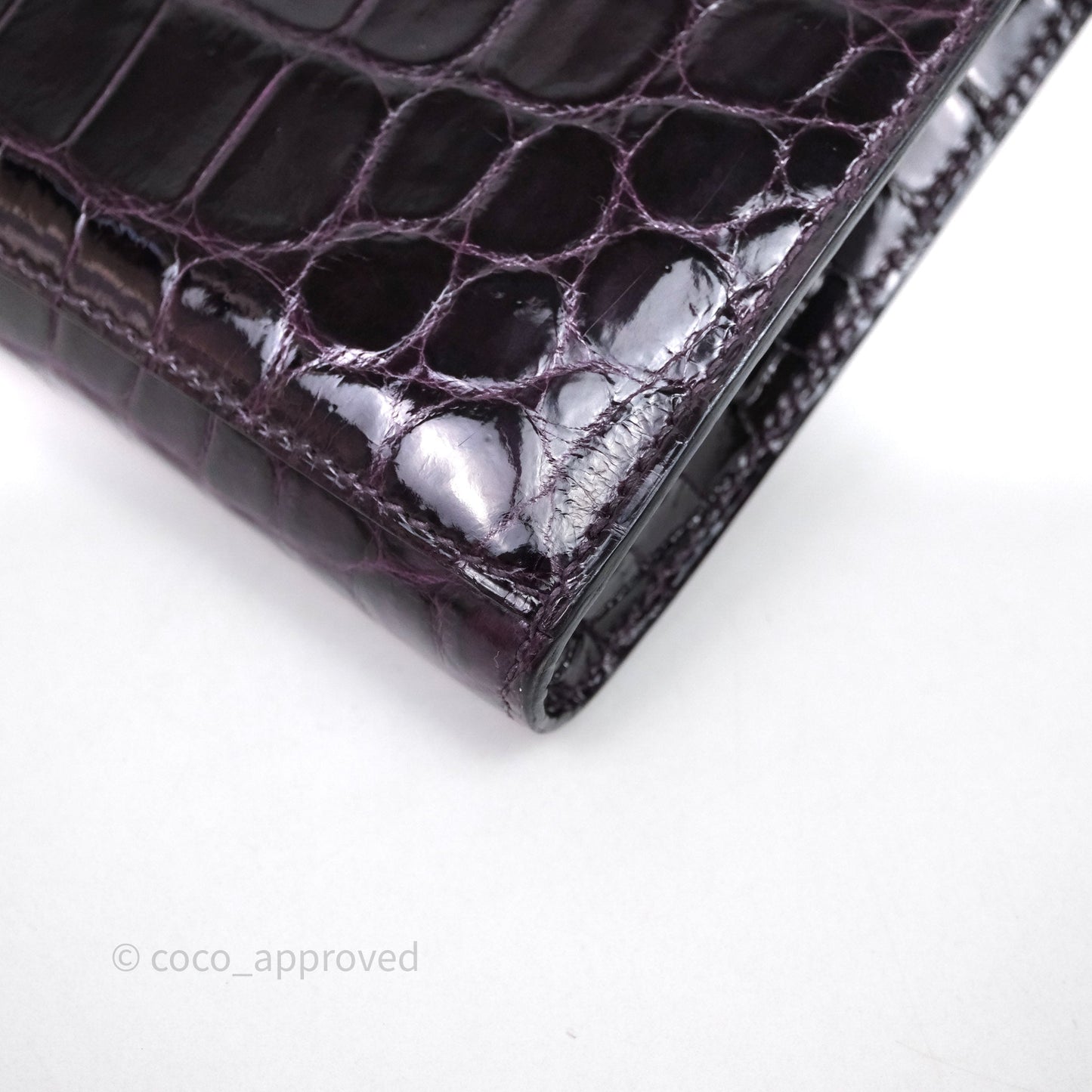 Hermes Kelly Cut Aubergine Shiny Niloticus Crocodile Palladium Hardware