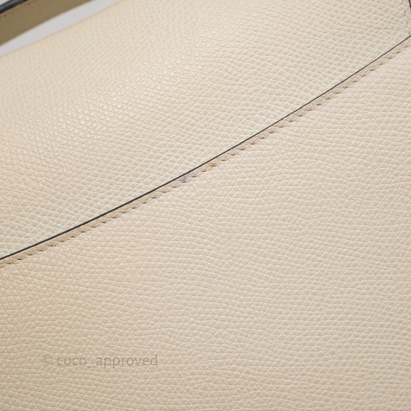 Christian Dior Saddle Bag White Grained Calfskin Gold Hardware