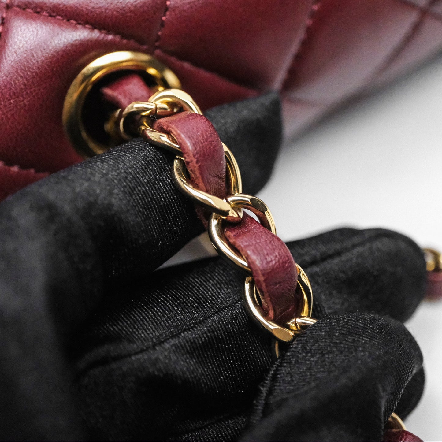 Chanel Classic M/L Medium Flap Quilted Burgundy Lambskin Gold Hardware