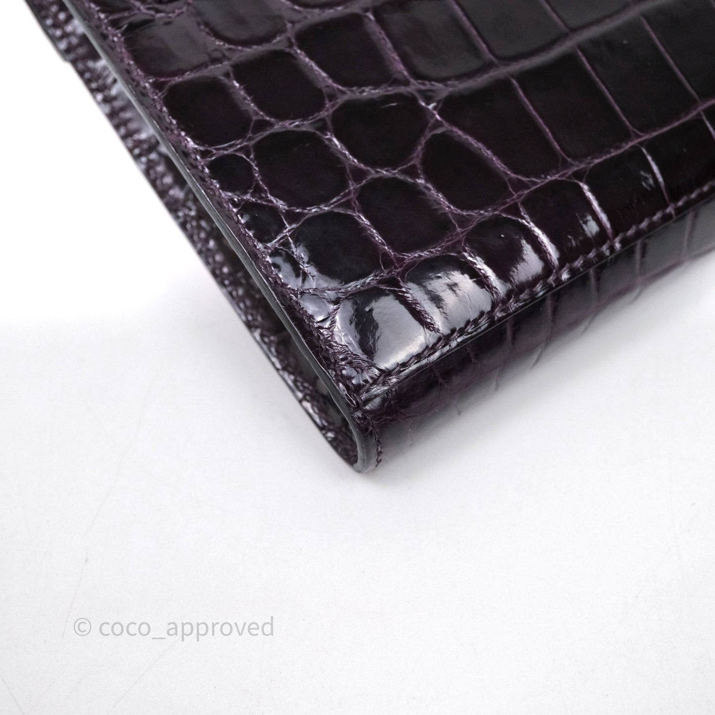 Hermes Kelly Cut Aubergine Shiny Niloticus Crocodile Palladium Hardware