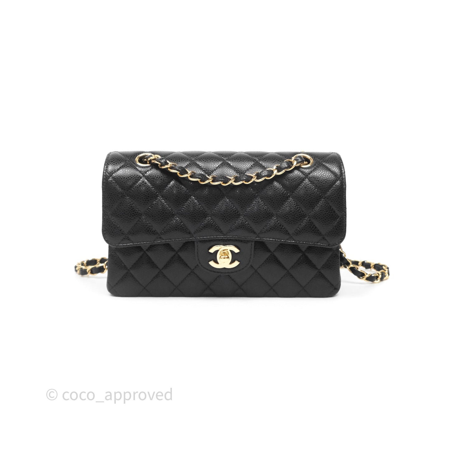 Chanel Small Classic Flap Quilted Black Caviar Gold Hardware