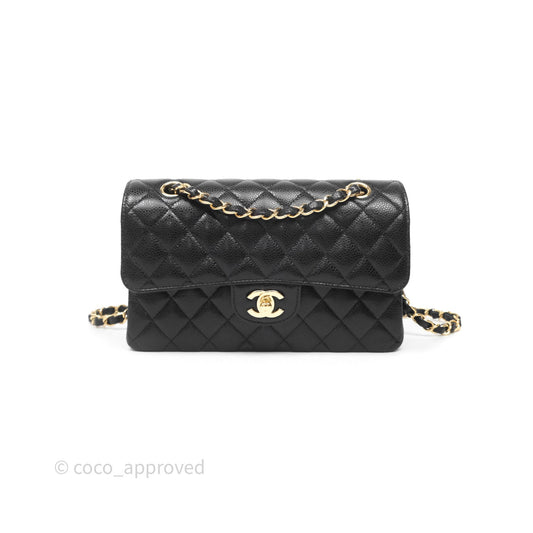 Chanel Small Classic Flap Quilted Black Caviar Gold Hardware