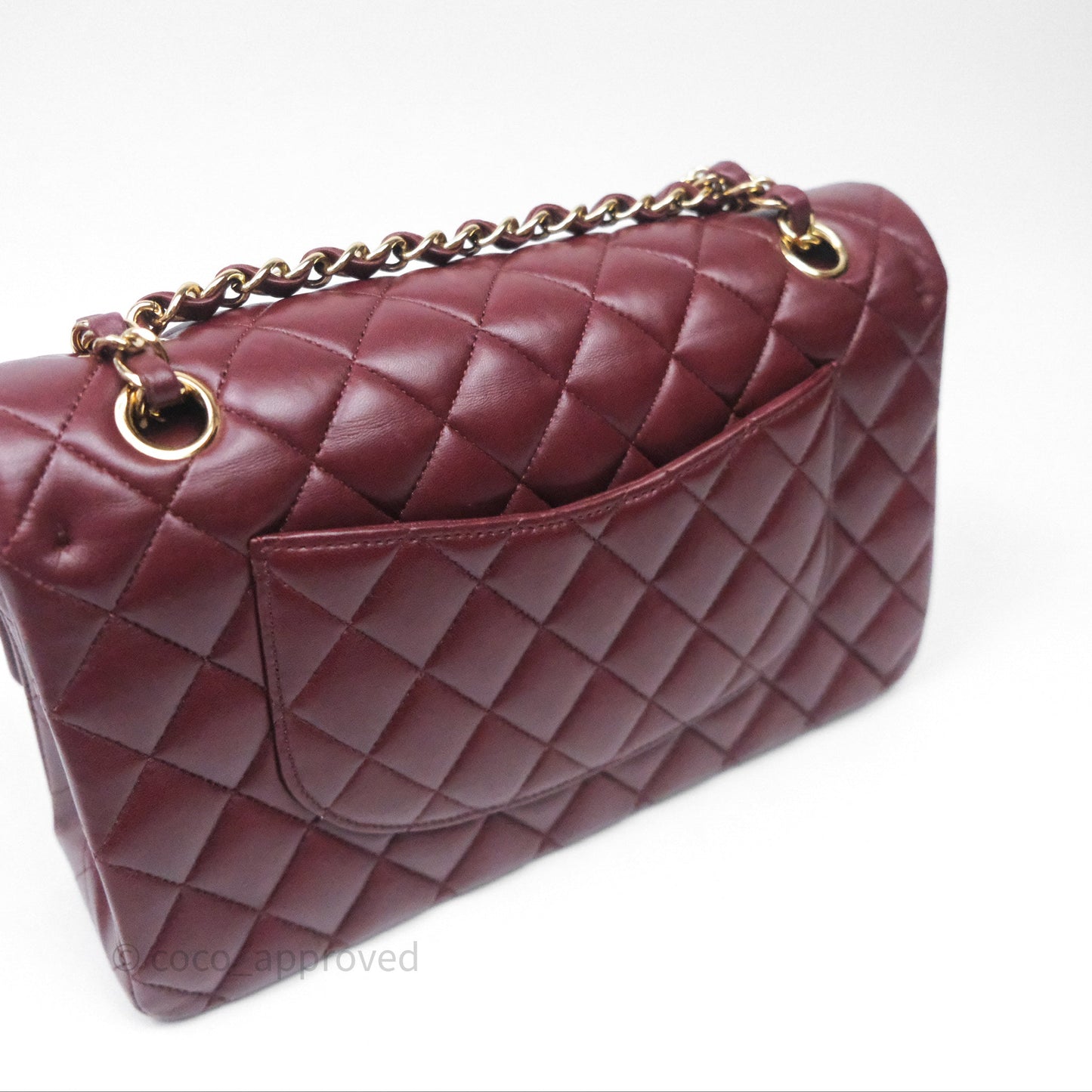 Chanel Classic M/L Medium Flap Quilted Burgundy Lambskin Gold Hardware