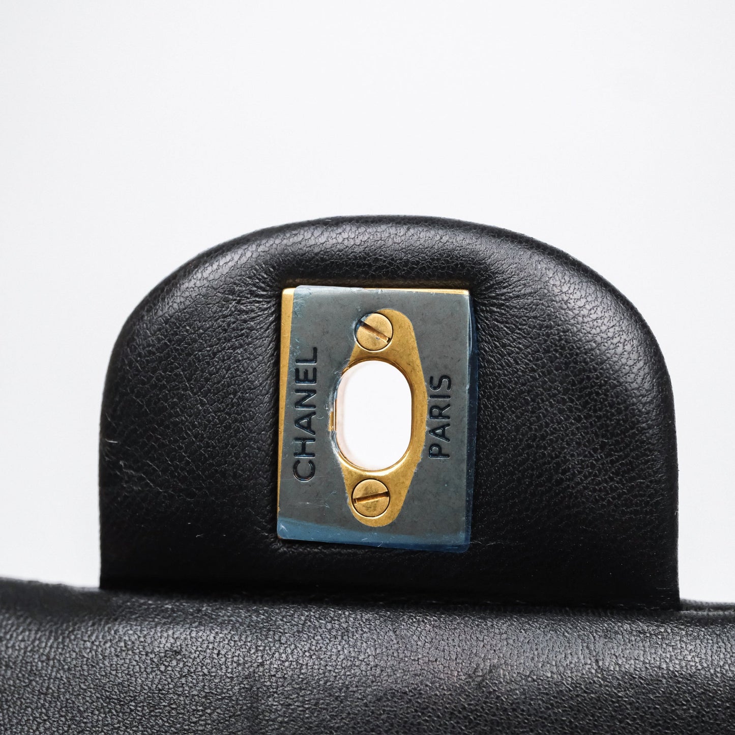 Chanel Classic Medium Flap Chevron Black Lambskin Aged Gold Hardware