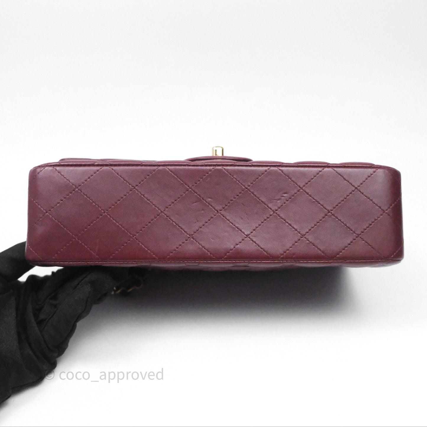 Chanel Classic M/L Medium Flap Quilted Burgundy Lambskin Gold Hardware