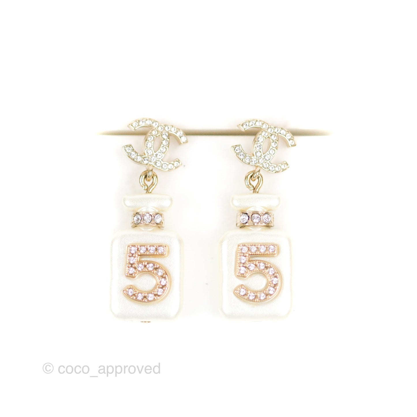 Chanel Crystal CC No5 Perfume Bottle Drop Earrings 22S