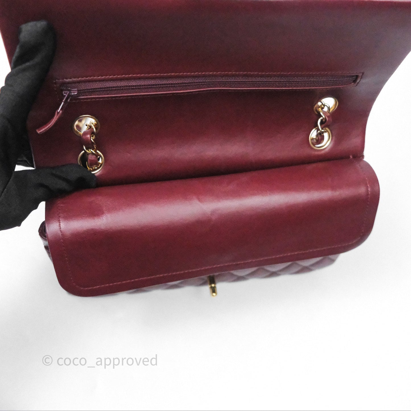 Chanel Classic M/L Medium Flap Quilted Burgundy Lambskin Gold Hardware