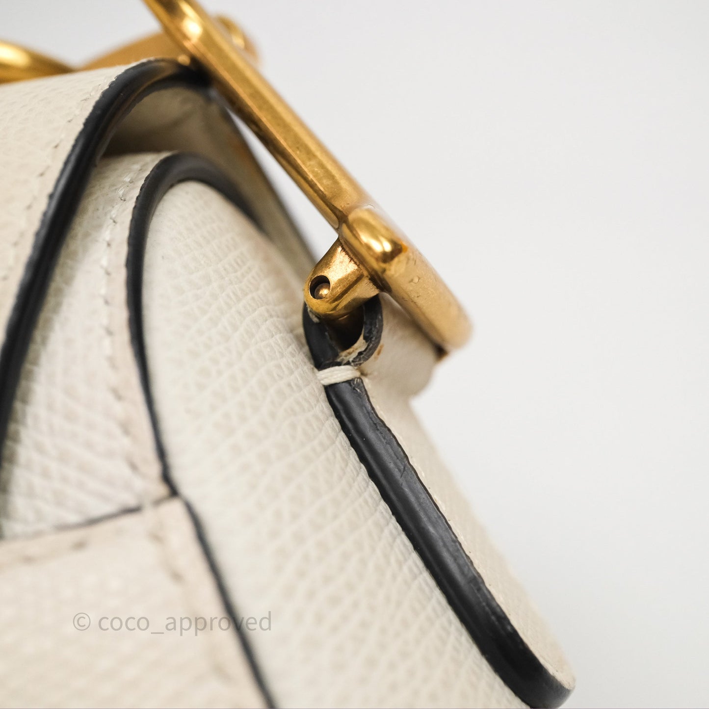 Christian Dior Saddle Bag White Grained Calfskin Gold Hardware