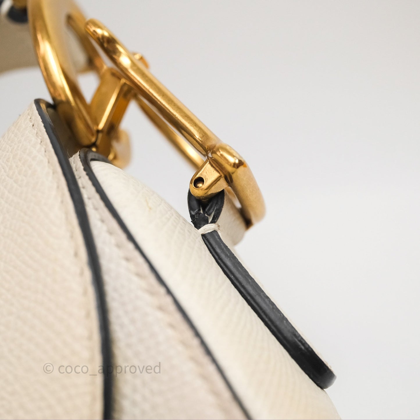 Christian Dior Saddle Bag White Grained Calfskin Gold Hardware