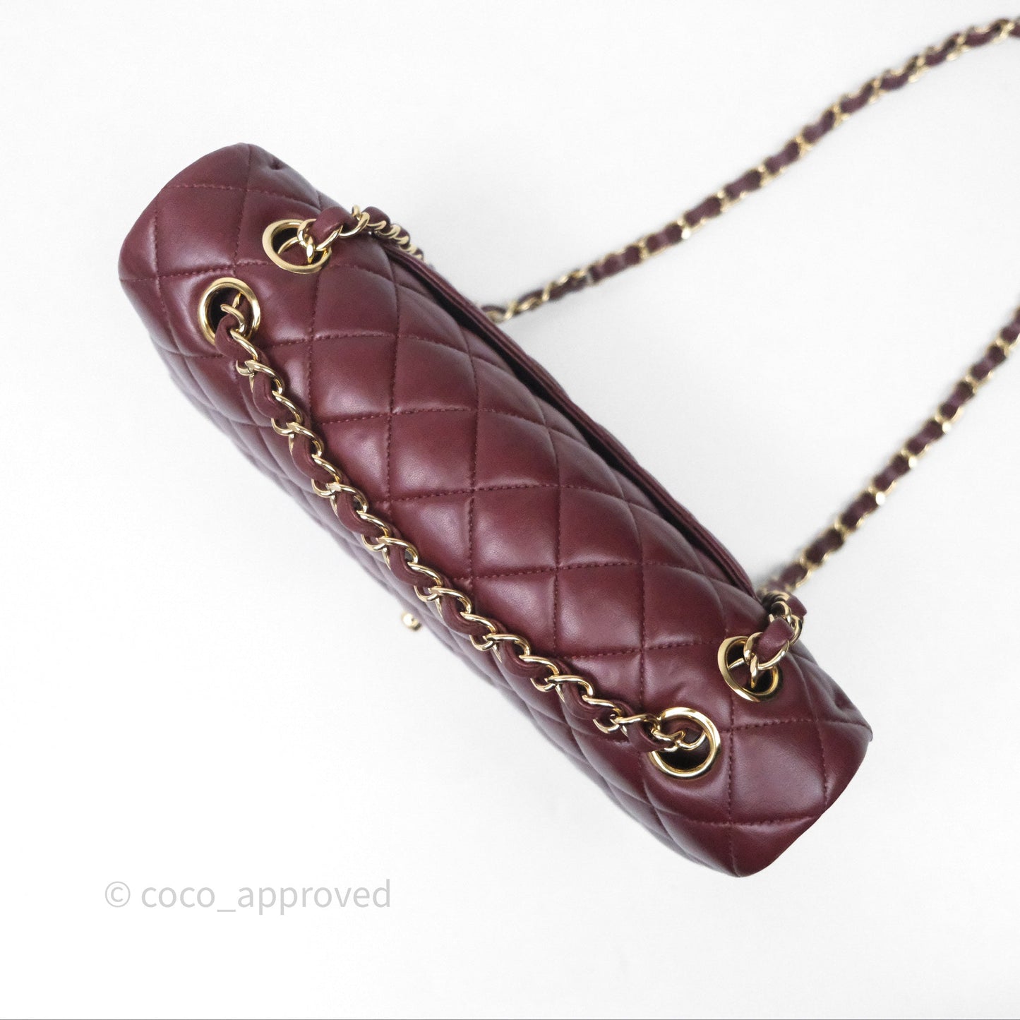 Chanel Classic M/L Medium Flap Quilted Burgundy Lambskin Gold Hardware