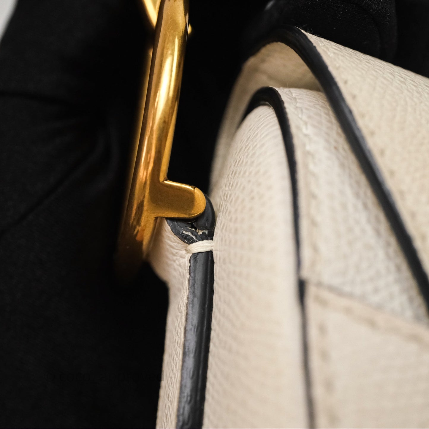 Christian Dior Saddle Bag White Grained Calfskin Gold Hardware