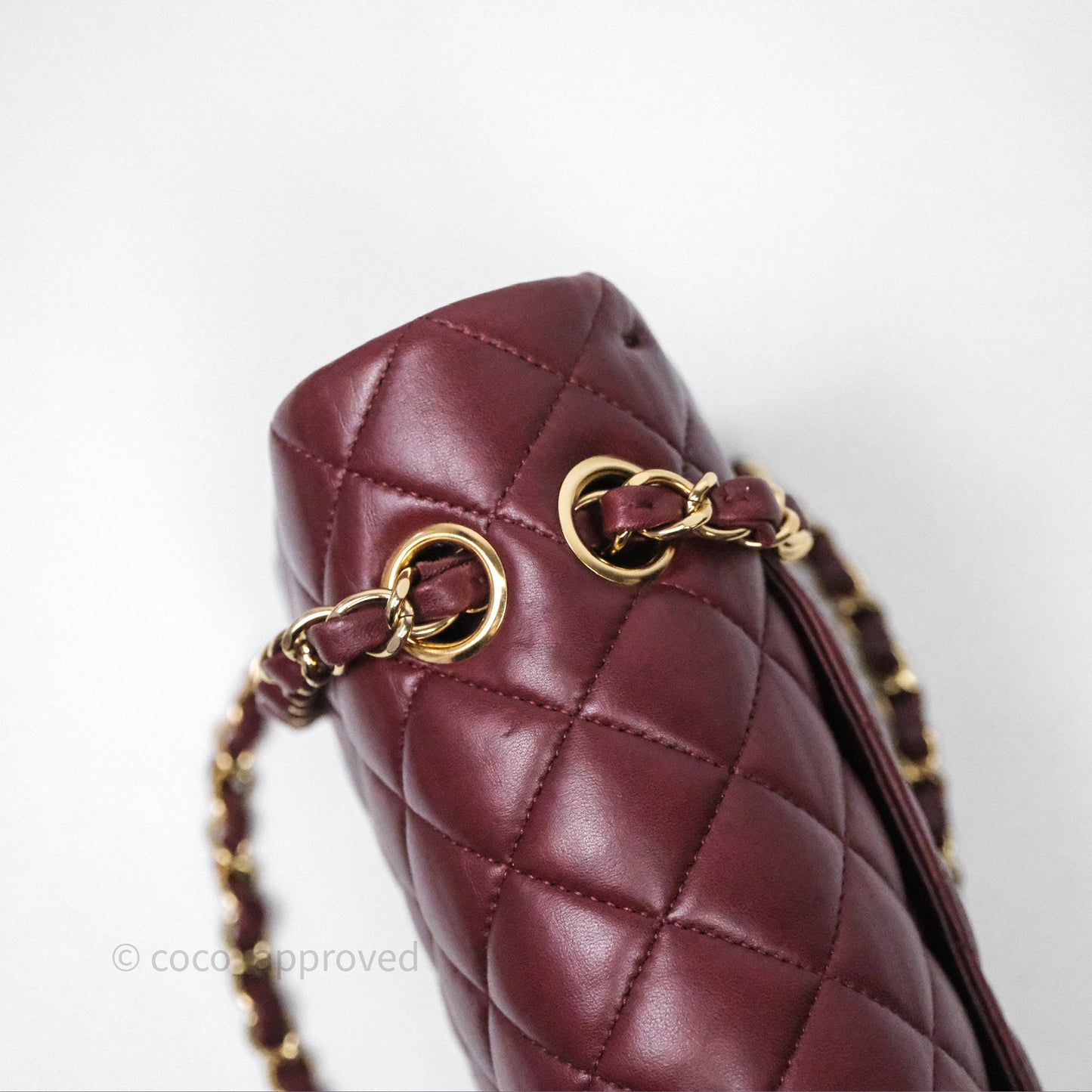 Chanel Classic M/L Medium Flap Quilted Burgundy Lambskin Gold Hardware