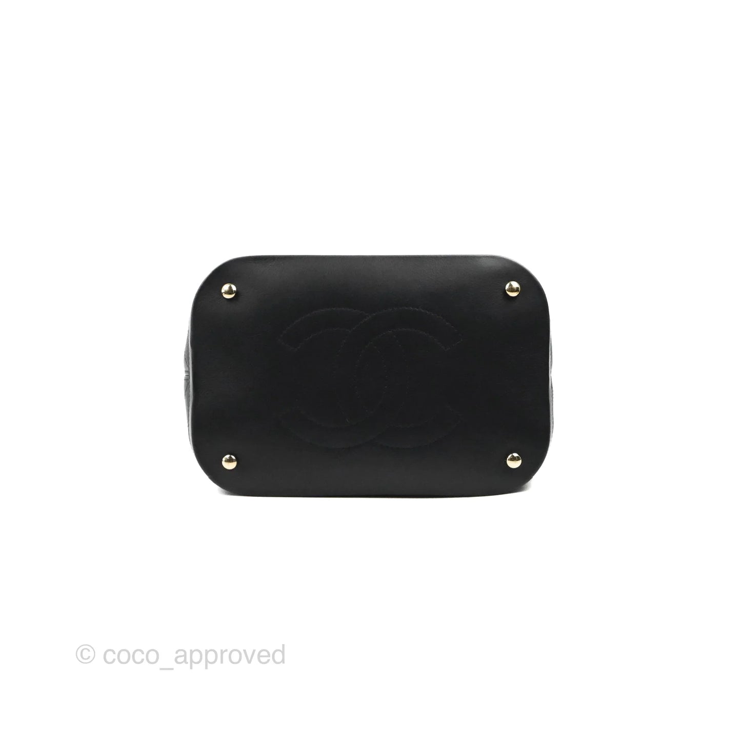 Chanel Drawstring Bucket Bag with Top Handle Black Calfskin Gold Hardware