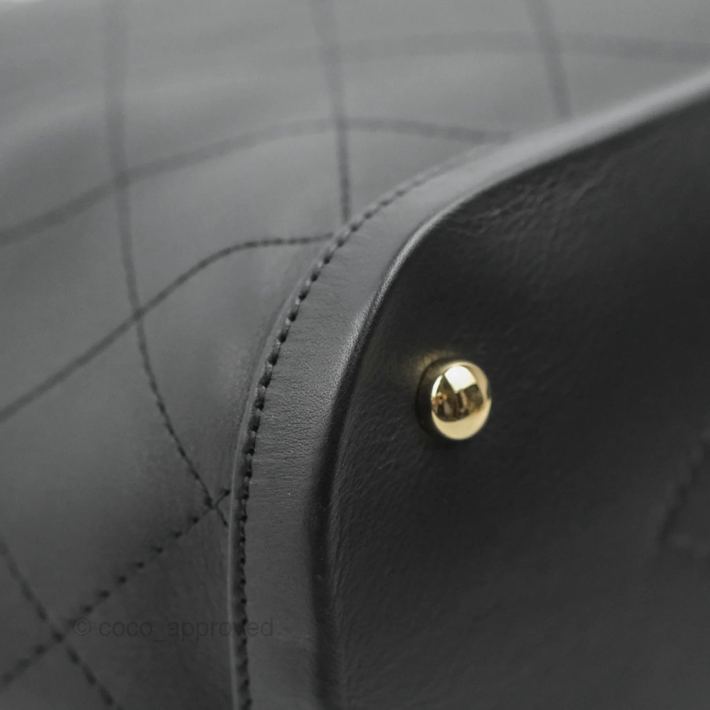 Chanel Drawstring Bucket Bag with Top Handle Black Calfskin Gold Hardware